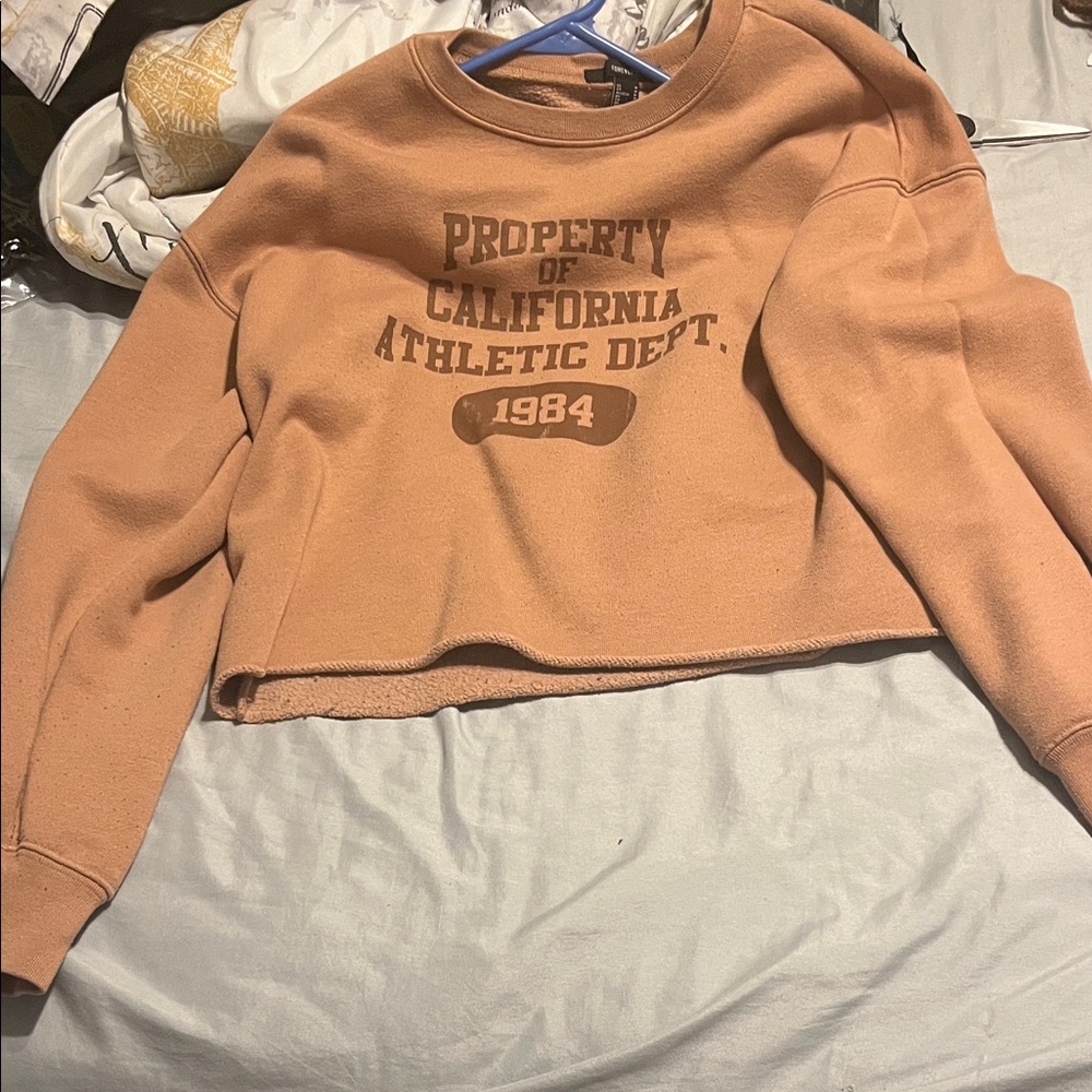 Forever 21 Cropped Crewneck Sweater in Rust Orange